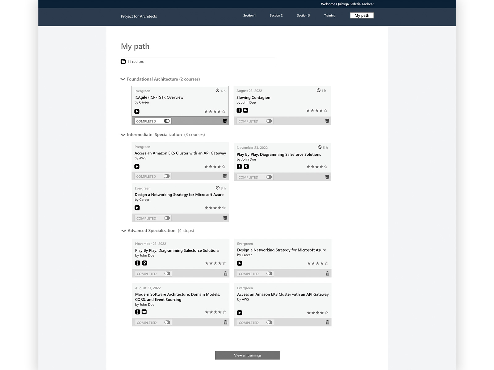 Architecture Learning Portal — My Path view