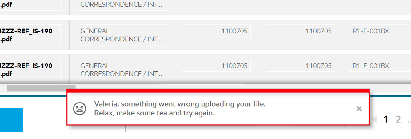 DropZone — humanized error toast message