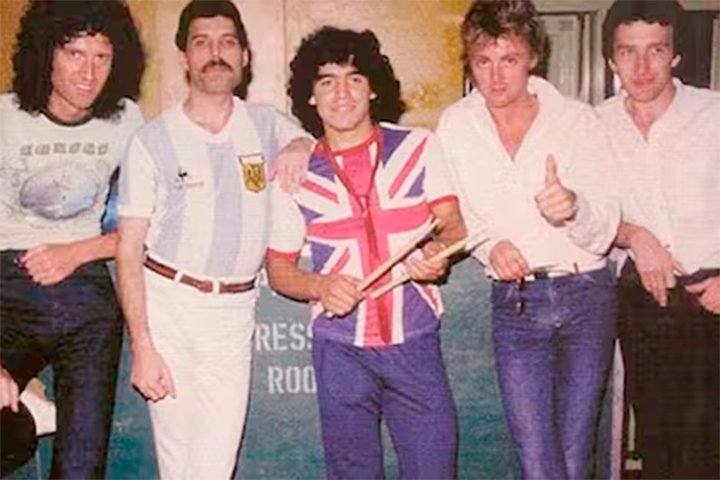 Original Queen band — Maradona with Queen in Buenos Aires, 1981 — copyrighted