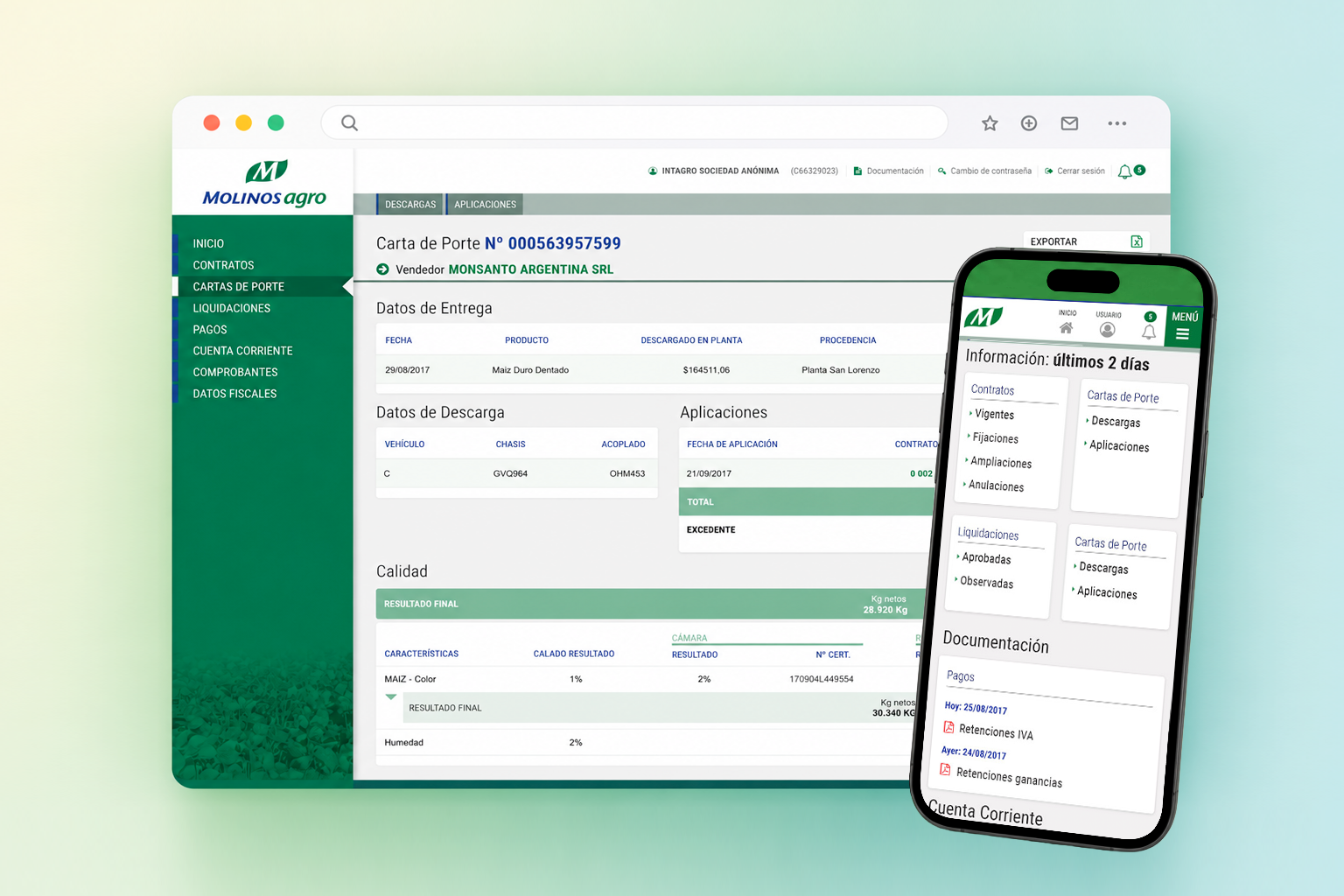Molinos Agro — redesigned supplier portal homepage