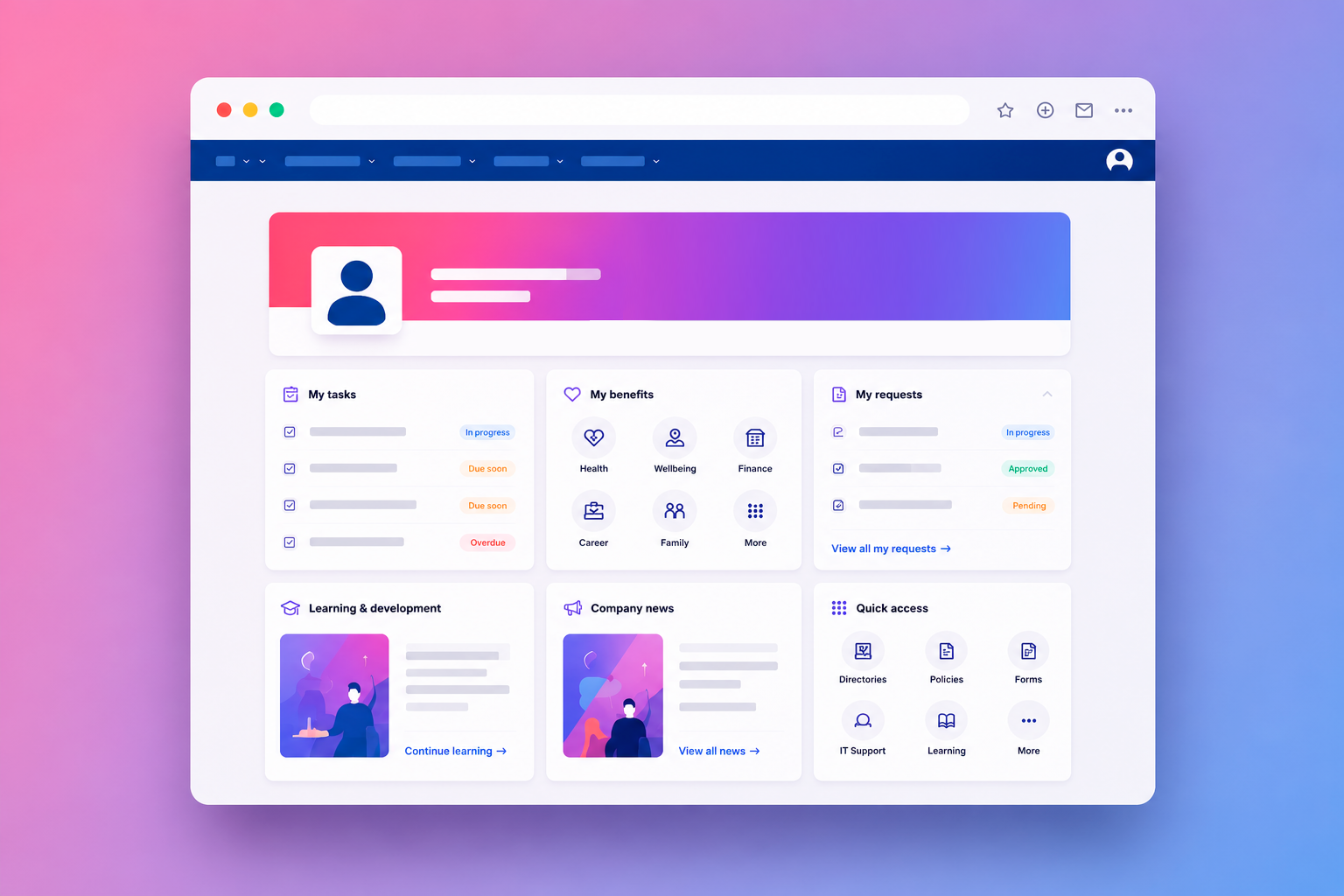 Unified internal portal — dashboard and navigation design for 7 business lines